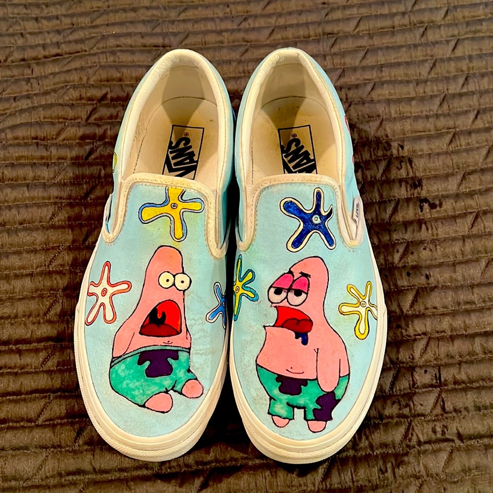 Vans Men’s 9/Women’s 10.5 CUSTOM Sponge Bob-Patrick Star. Great condition